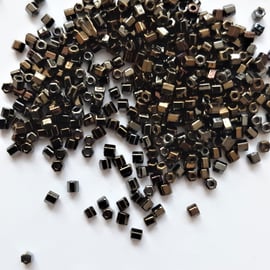 Dark Bronze hexagon beads, size 11