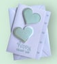 Valentines anniversary card, happy heart day, love, hologram hearts, linen card