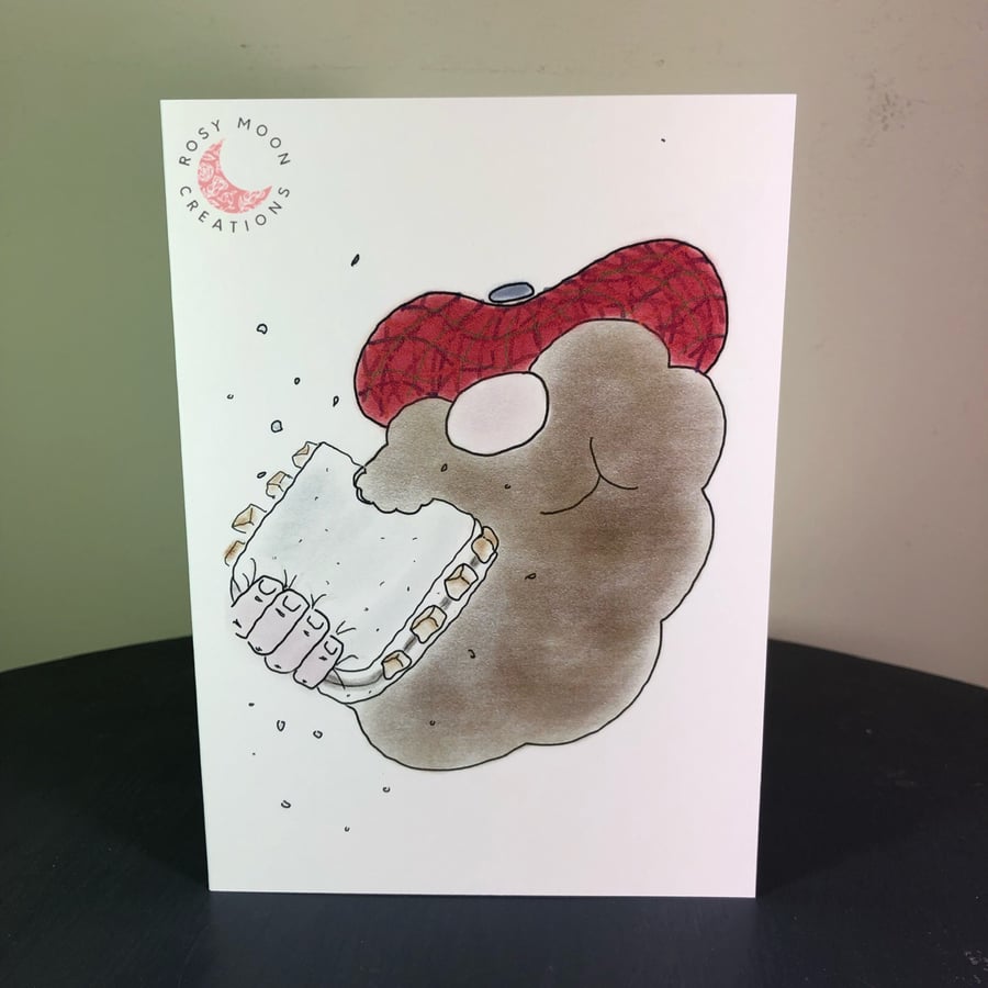 Beardy Bloke with a Chip Butty, Fun Blank Card