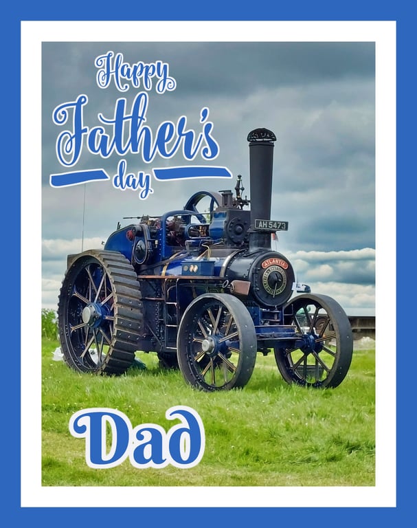  Happy Father's Day Dad Steam Traction Engine Greeting Card A5