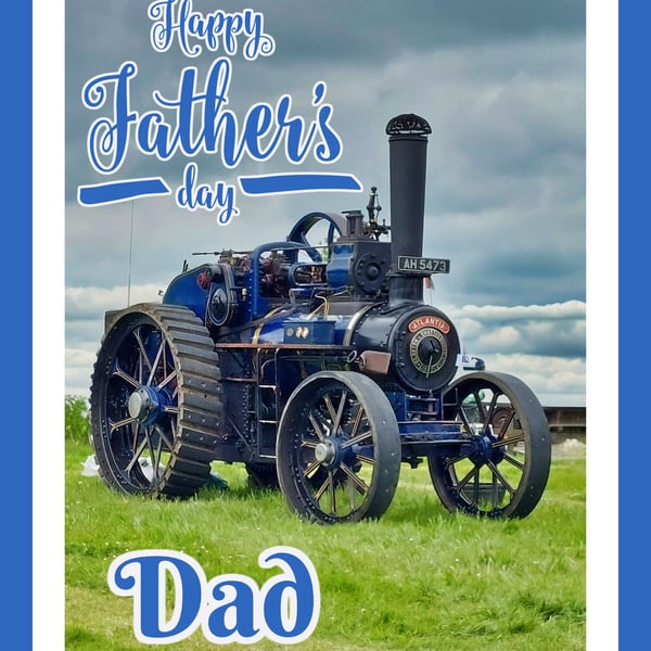  Happy Father's Day Dad Steam Traction Engine Greeting Card A5