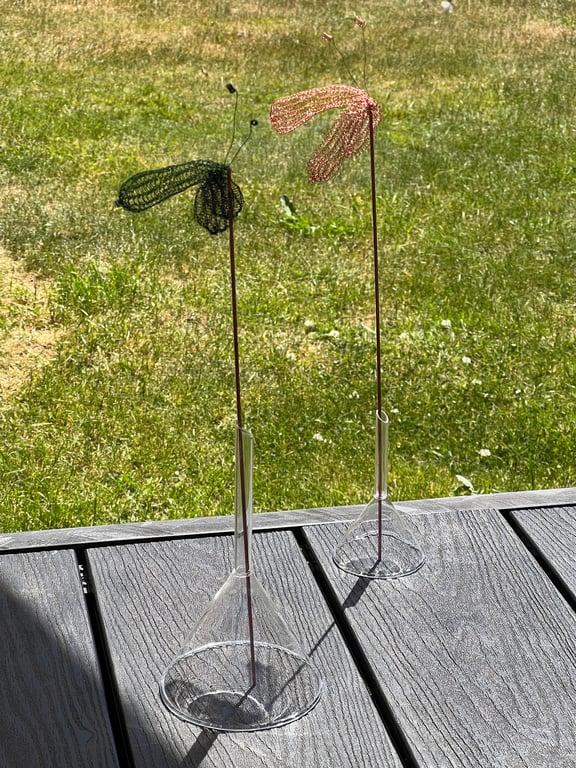 Handmade personalised Colorful copper wire sculpture insects copperwire table 