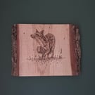 Fox on live edge wooden board 