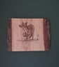 Fox on live edge wooden board 
