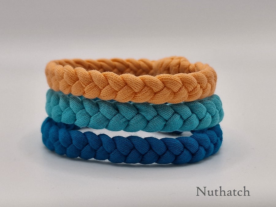 Nuthatch - Handmade Recycled Cotton Yarn Bracelet - Medium - Limited Edition