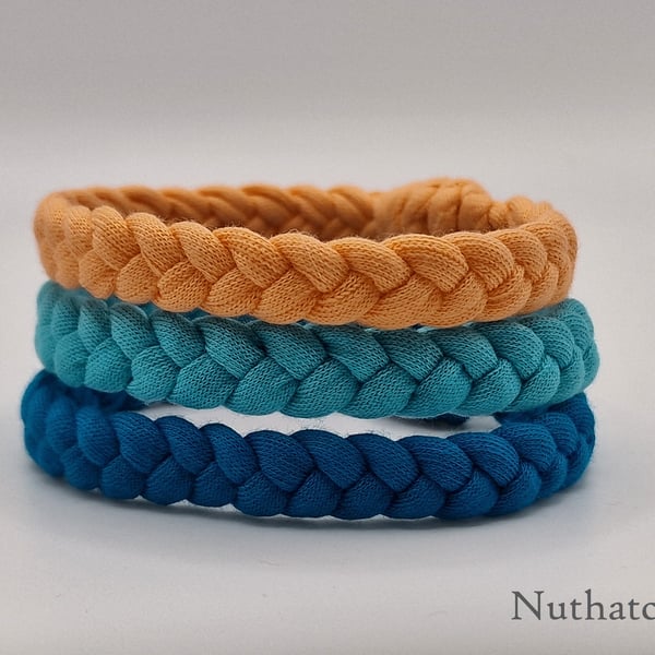 Nuthatch - Handmade Recycled Cotton Yarn Bracelet - Medium - Limited Edition