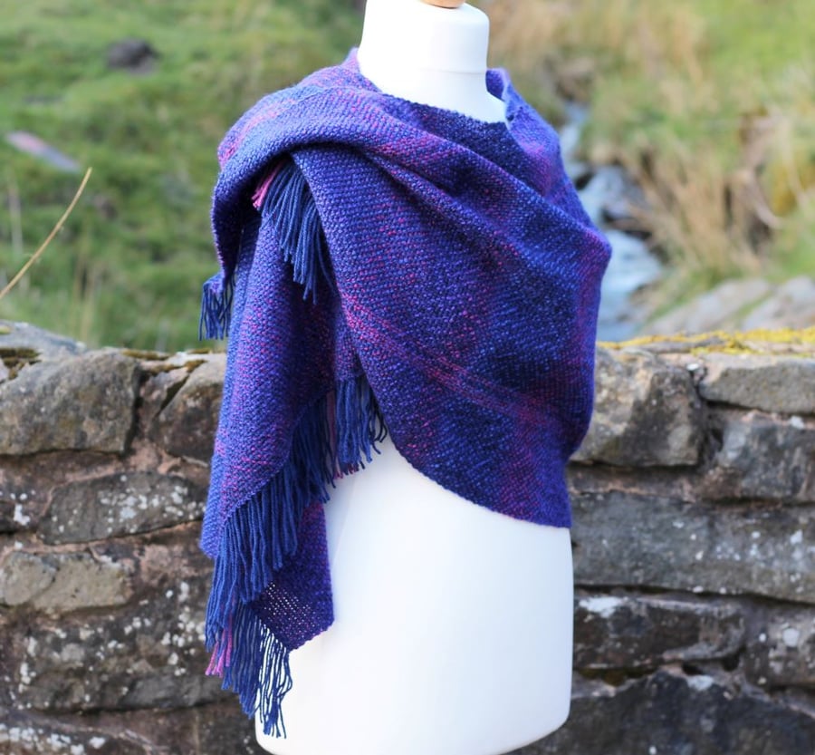 Blue and purple handwoven wrap