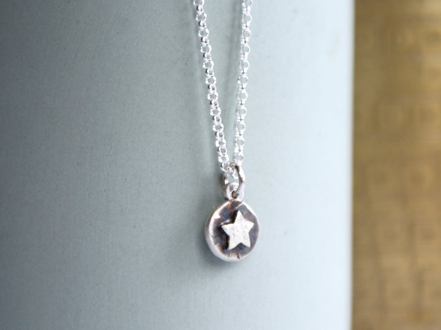 Recycled tiny star silver necklace
