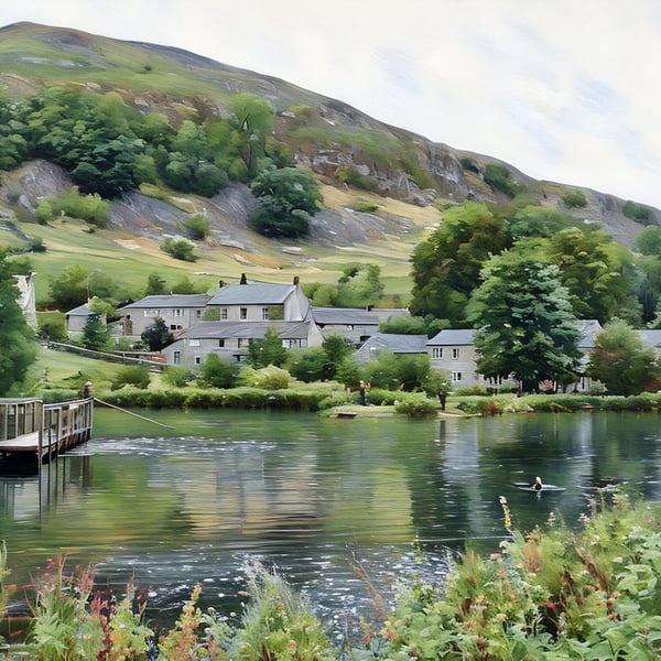 Yorkshire Dales Greeting Card Trout Fishing 