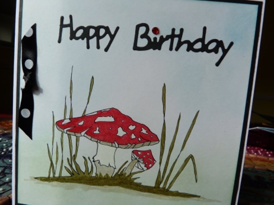 Red Mushroom Birthday Card