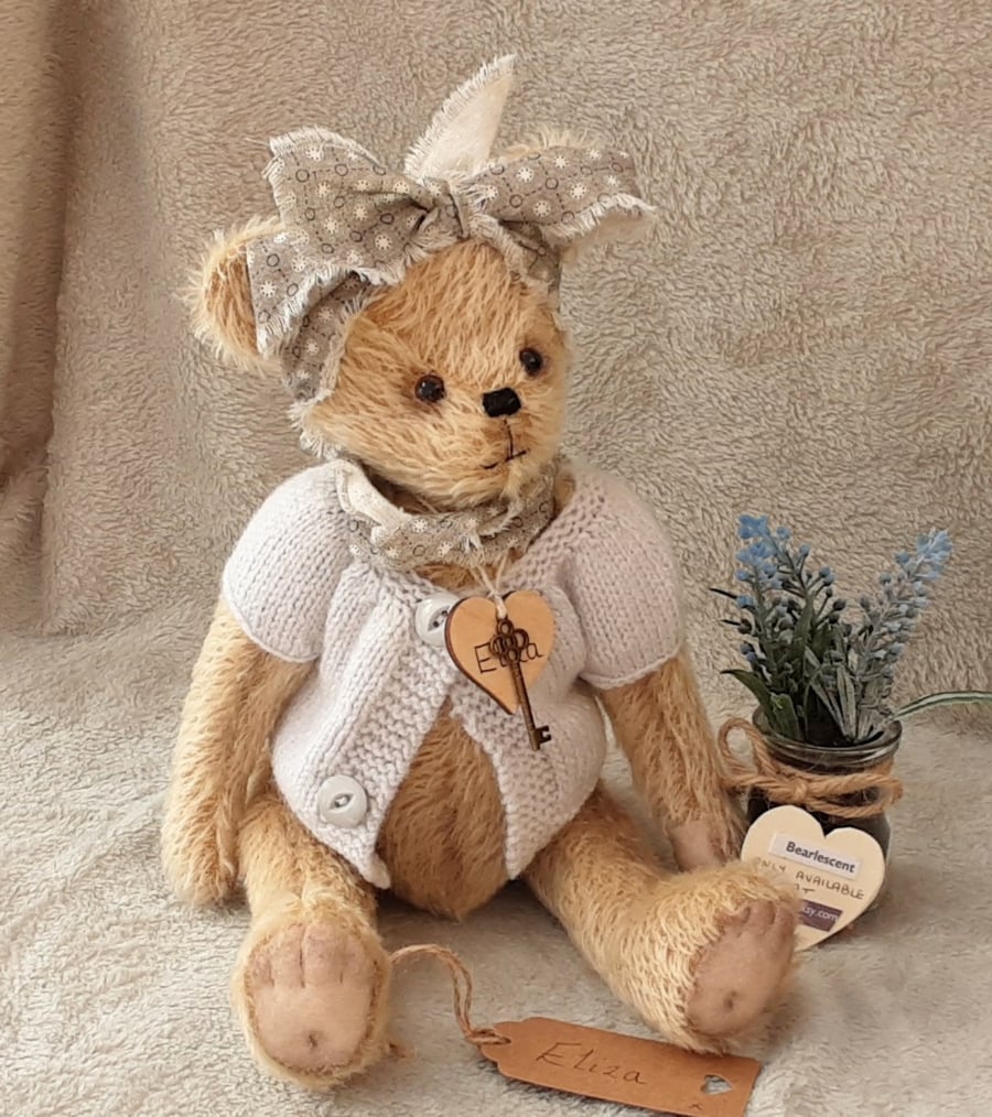 Large Mohair Artist Bear, Dressed Teddy Bear, One of a kind Collectable Bear