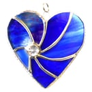 Blue Swirl Heart Stained Glass Suncatcher 