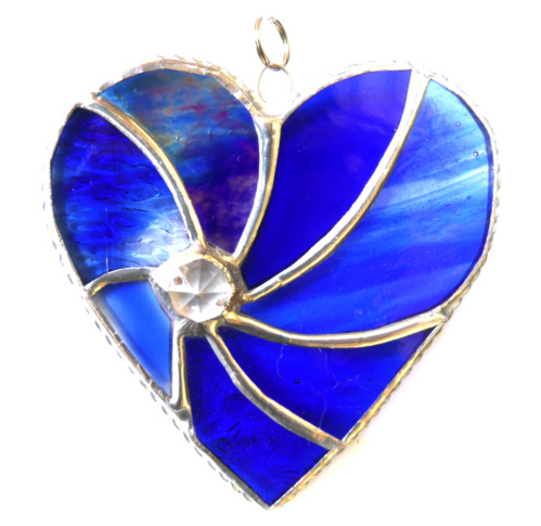 Blue Swirl Heart Stained Glass Suncatcher 