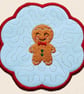 Gingerbread Friends Candle Coaster - Embroidered Christmas Decor - Image 2
