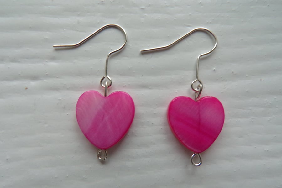 Shell Heart Earrings, Heart Earrings, Shell Earrings, Pink Heart Earrings