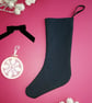 Black Christmas Stocking with Chevron Pattern - Image 1