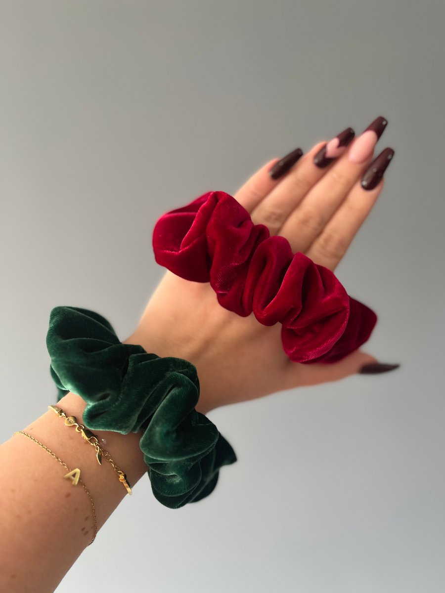 Silk viscose velvet scrunchie. Limited edition festive scrunchies.