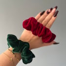 Silk viscose velvet scrunchie. Limited edition festive scrunchies.