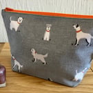 White Dogs Makeup Bag, Handmade in the UK