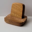 Phone Stand - Oak Base Iroko (African Teak) Upright Desk Study Home Office 