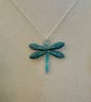 Dragonfly Necklace - Matt Green Turquoise