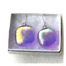 Luxury Dichroic Earrings Fused Glass L012 Sterling Silver hooks