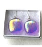 Luxury Dichroic Earrings Fused Glass L012 Sterling Silver hooks