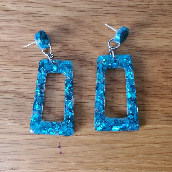 Sparkly Blue Retro Style Stud and Drop Earrings