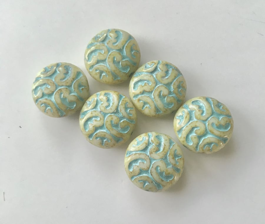 Czech Glass - Blue BAROQUE Beads 14mm  