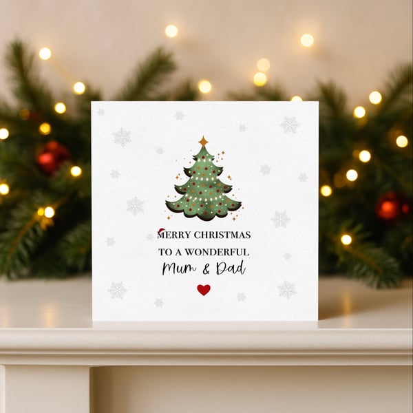Mum and Dad Christmas Card, Handmade Christmas Card for Parents.