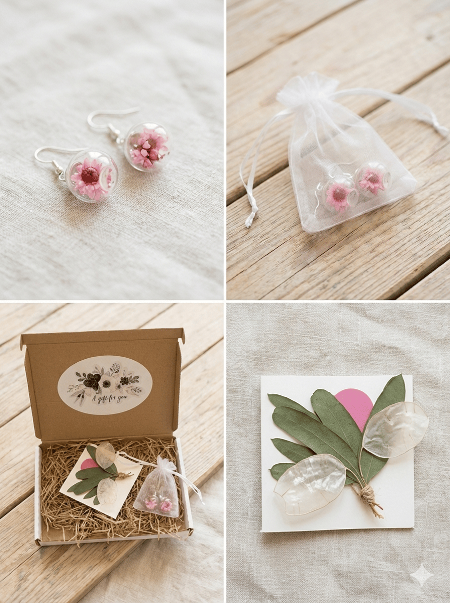 Hand made eco gift set with dried flowers 