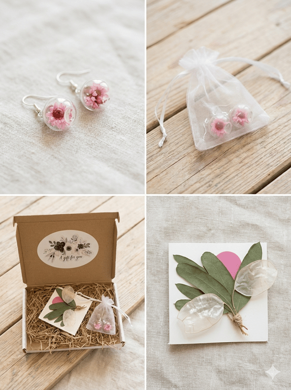 Hand made eco gift set with dried flowers 