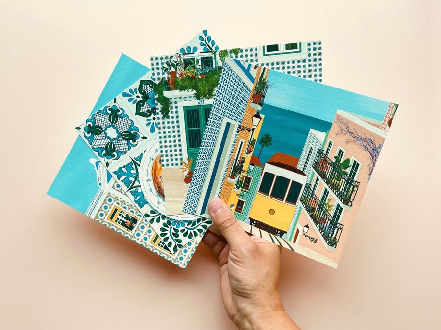 Lisbon Postcards, Portugal Postcard Set, Lisbon Art, Portugal Art