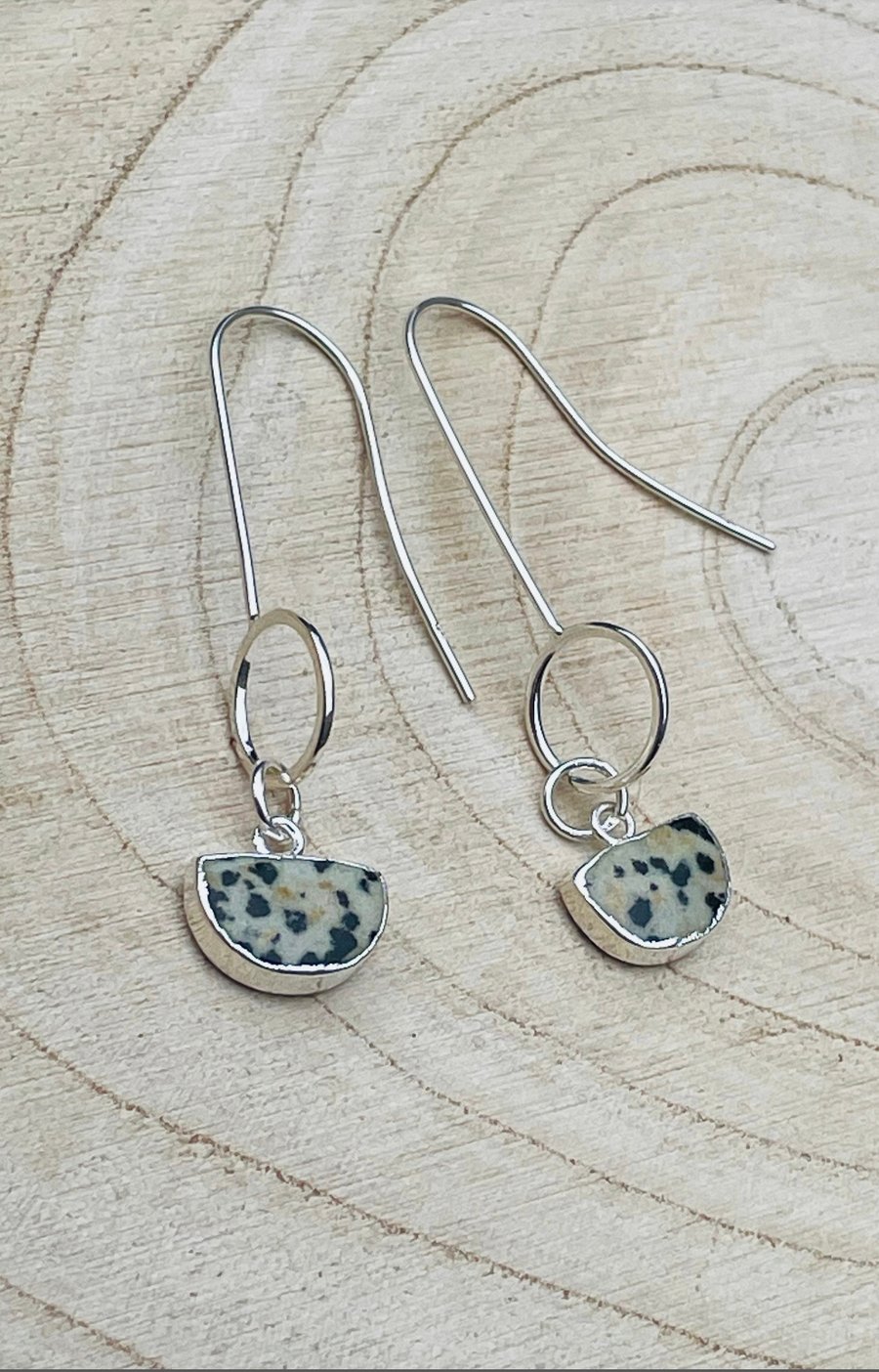 Dalmatian Jasper and Sterling Silver Earrings