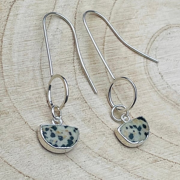 Dalmatian Jasper and Sterling Silver Earrings