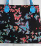 Butterflies on Black Handbag with Leather Handles, Butterfly Handbag - Image 2