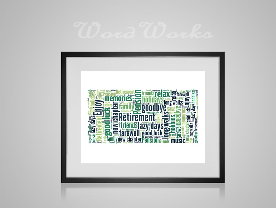 Personalised Retirement Design Word Art Gifts  