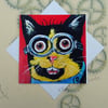 Minion Kitty Cat Art Greeting Card From my Original Painting