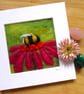 Original needle felted Busy Bee mounted art by Natalie