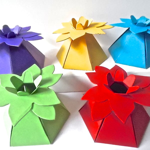 10 Bright Flower Top Favour Boxes Gift Box, Weddings, baby shower