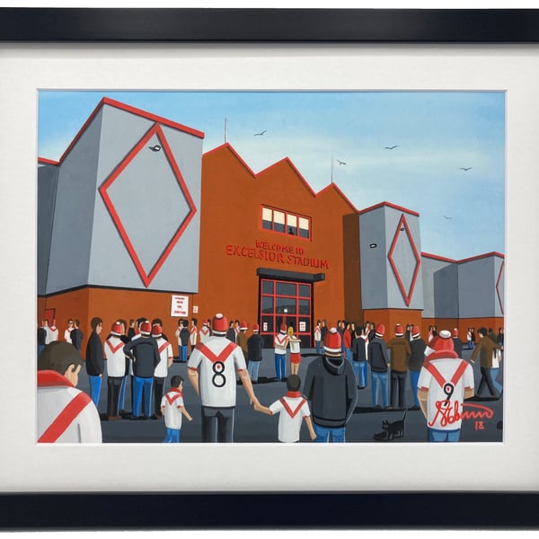 Airdrieonians F.C, Excelsior Stadium. Framed, Football Memorabilia Art Print