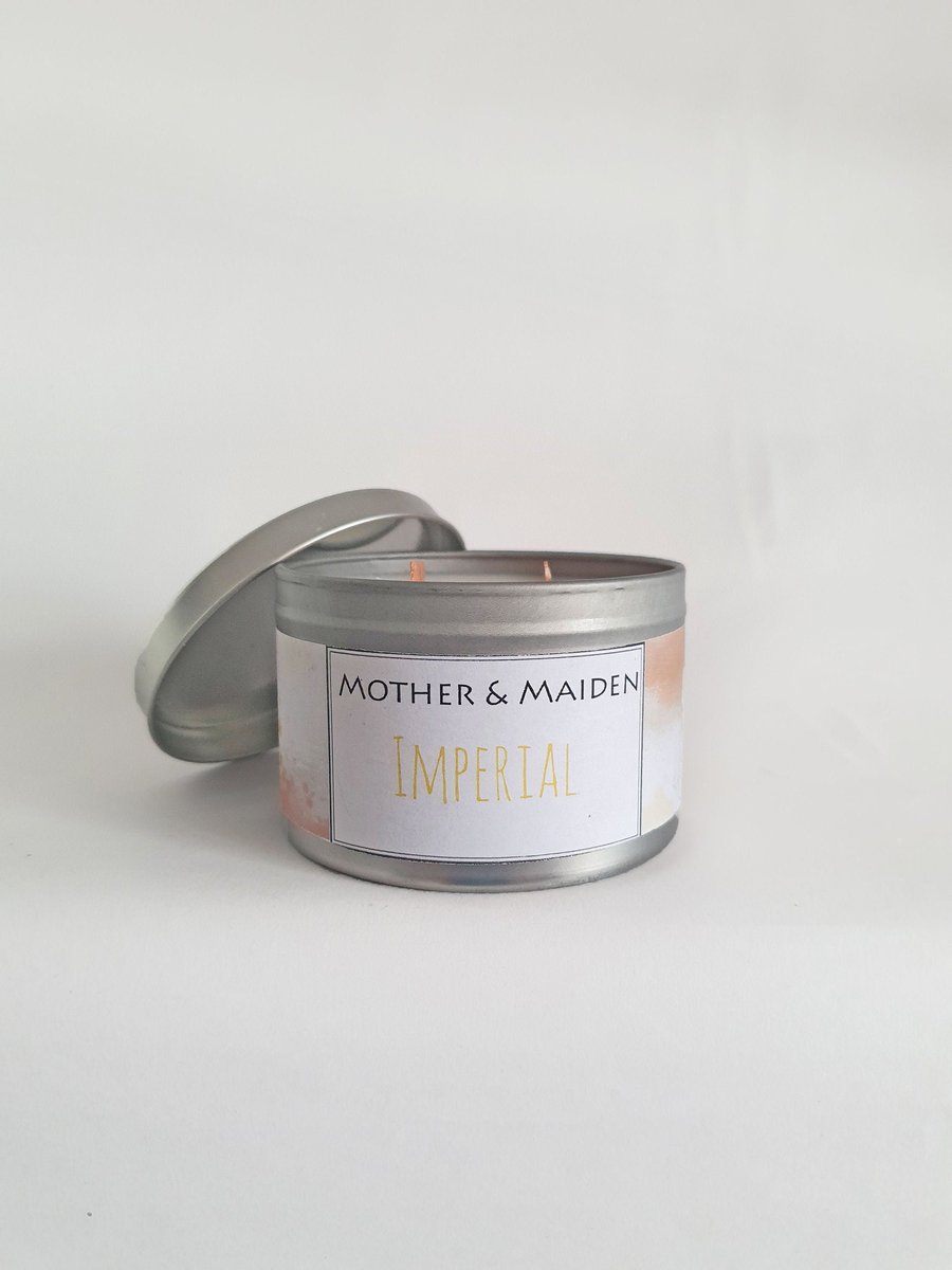 Imperial Leather Scented Candle, Soy Wood Wick Tin, Vegan, 200g Weight