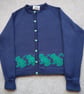 Frog cardigan for adult, wool or cotton, made to order, frog buttons
