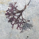 Sterling silver seaweed textured pendant