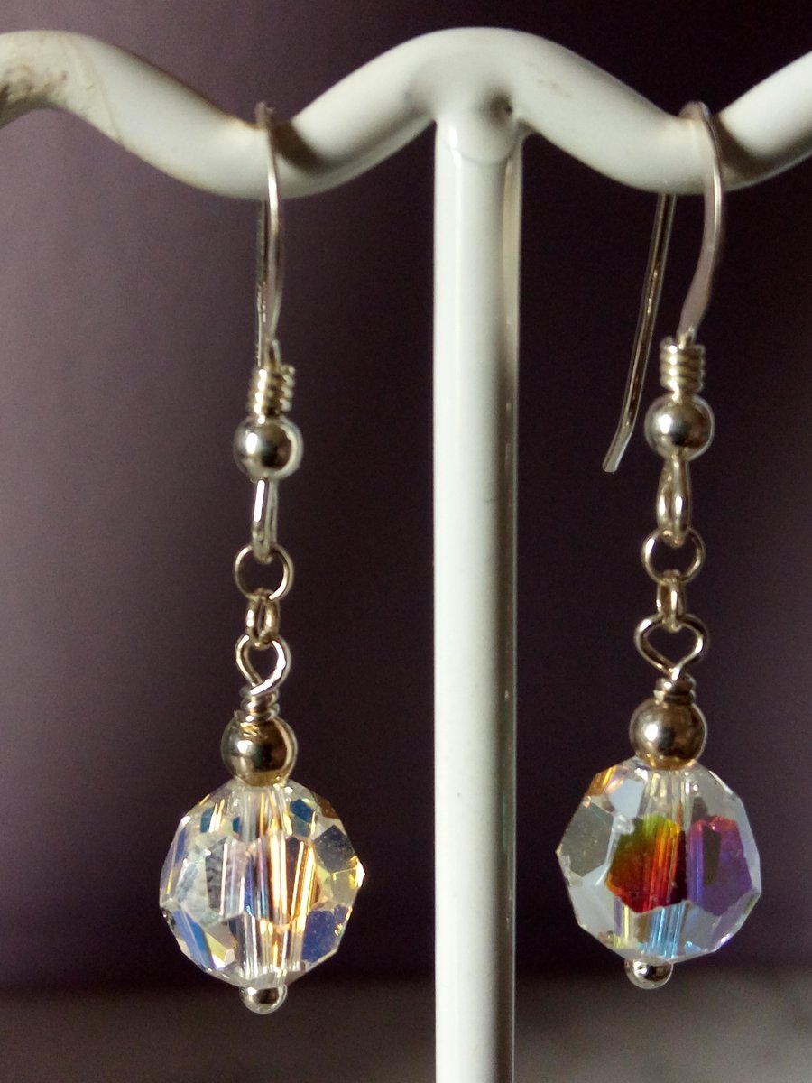 SWAROVSKI CRYSTAL EARRINGS -CHRISTMAS GIFT - DANGLE -  FREE UK SHIPPING