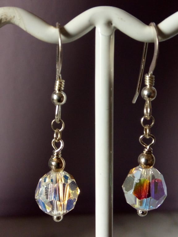 SWAROVSKI CRYSTAL EARRINGS -CHRISTMAS GIFT - DANGLE -  FREE UK SHIPPING