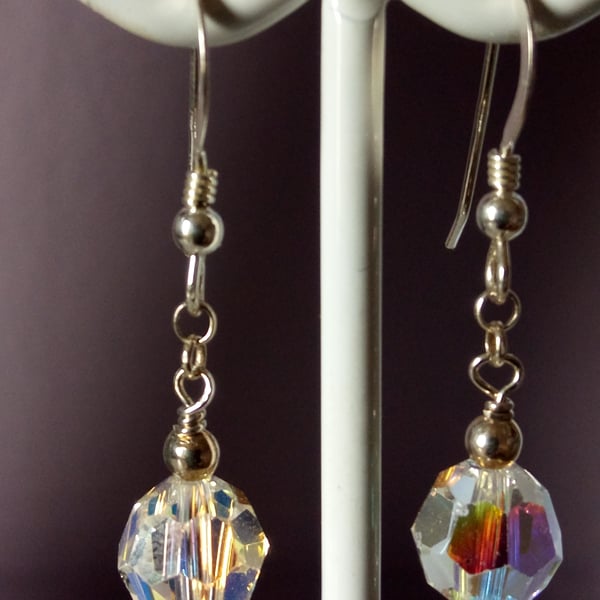 SWAROVSKI CRYSTAL EARRINGS -CHRISTMAS GIFT - DANGLE -  FREE UK SHIPPING