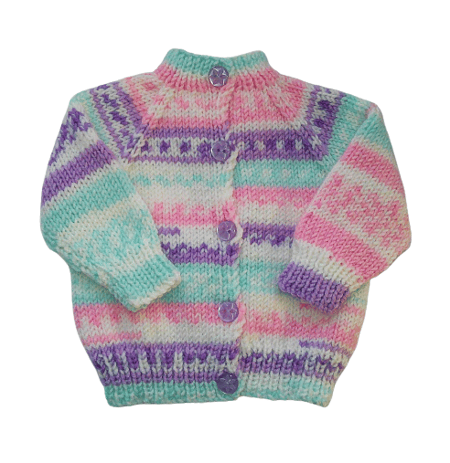 Hand-Knitted Anti-Pilling Baby Cardigan - 0-3 months