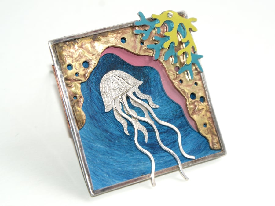 Deep sea jellyfish brooch OOAK