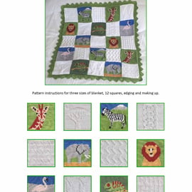 Safari Baby Blankets PDF Knitting Pattern